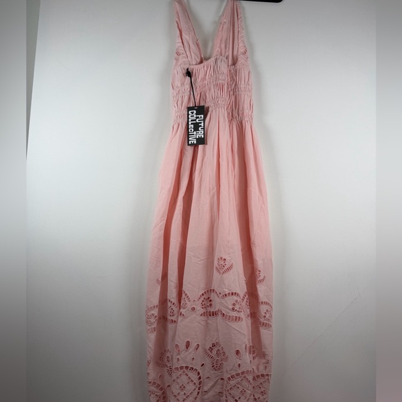 Women's Eyelet Maxi A-Line Dress - Future Collective Light Pink L - Picture 9 of 10
